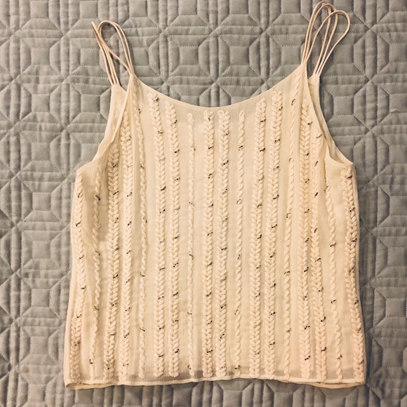 NWOT Silk Pearl-Silver Bead/Weave Camisole Tank - Picture 3 of 14